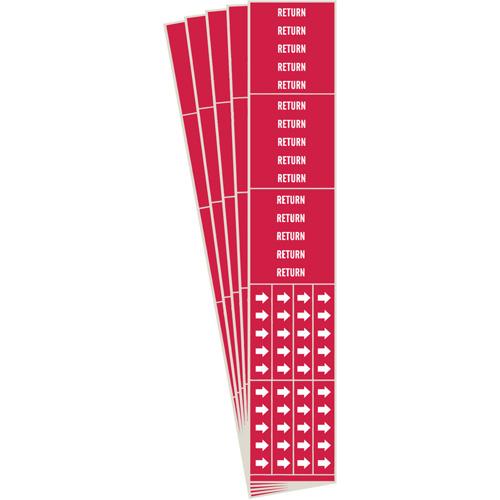 "Return" Pipe Markers - Vinyl, White on Red, 0" - 3/4", 2-1/4", 2-3/4", 1/2", English, Self-Adhesive, 3