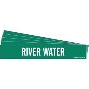 "Riverwater" Pipe Marker - Vinyl, White on Green, 3/4" - 2-3/8", 1-1/8", 7", 3/4", English, Self-Adhesive