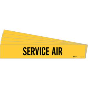 "Service Air" Pipe Marker - Vinyl, Black on Yellow, 8" - 20", 4", 24", 3-1/2", English, Self-Adhesive