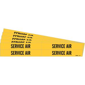 "Service Air" Pipe Markers - Vinyl, Black on Yellow, 3/4" - 2-3/8", 1-1/8", 7", 3/4", English, Self-Adhesive, 4