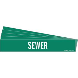 "Sewer" Pipe Marker - Vinyl, White on Green, 8" - 20", 4", 24", 3-1/2", English, Self-Adhesive