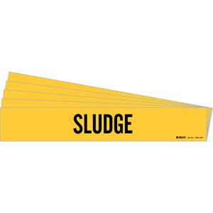 "Sludge" Pipe Marker - Vinyl, Black on Yellow, 8" - 20", 4", 24", 3-1/2", English, Self-Adhesive