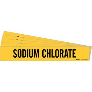"Sodium Chlorate" Pipe Marker - Vinyl, Black on Yellow, 8" - 20", 4", 24", 3-1/2", English, Self-Adhesive