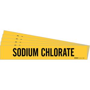 "Sodium Chlorate" Pipe Marker - Vinyl, Black on Yellow, 2-1/2" - 7-7/8", 2-1/4", 14", 2", English, Self-Adhesive