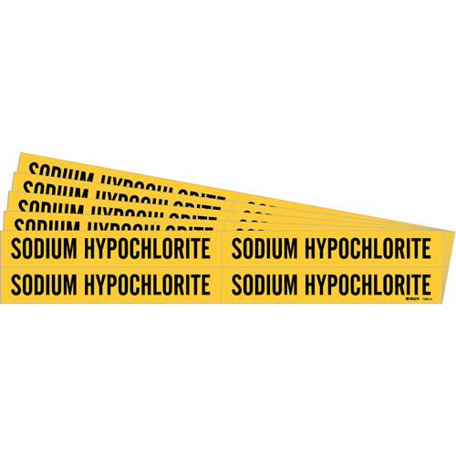 "Sodium Hypochlorite" Pipe Marker - Vinyl, Black on Yellow, 3/4" - 2-3/8", 1-1/8", 7", 3/4", English, Self-Adhesive