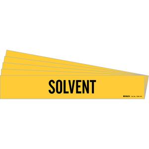 "Solvent" Pipe Marker - Vinyl, Black on Yellow, 8" - 20", 4", 24", 3-1/2", English, Self-Adhesive, 3