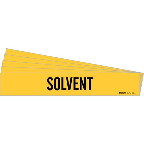 "Solvent" Pipe Marker - Vinyl, Black on Yellow, 2-1/2" - 7-7/8", 2-1/4", 14", 2", English, Self-Adhesive