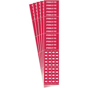 "Sprinkler Fire" Pipe Markers - Vinyl, White on Red, 0" - 3/4", 2-1/4", 2-3/4", 1/2", English, Self-Adhesive, 3