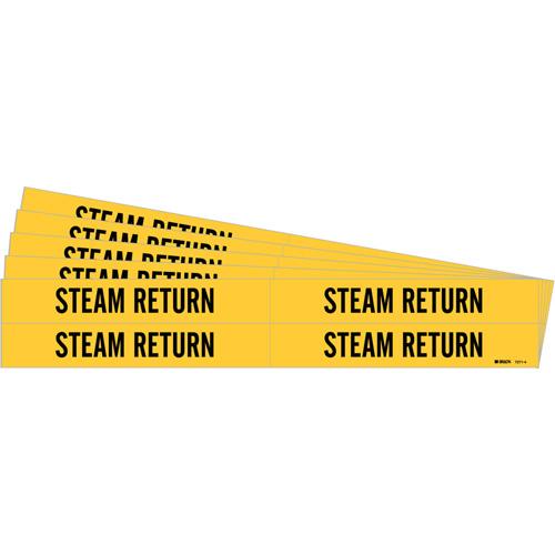 "Steam Return" Pipe Markers - Vinyl, Black on Yellow, 3/4" - 2-3/8", 1-1/8", 7", 3/4", English, Self-Adhesive, 4
