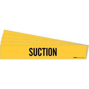 "Suction" Pipe Marker - Vinyl, Black on Yellow, 8" - 20", 4", 24", 3-1/2", English, Self-Adhesive