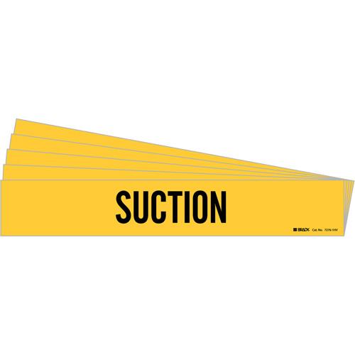 "Suction" Pipe Marker - Vinyl, Black on Yellow, 8" - 20", 4", 24", 3-1/2", English, Self-Adhesive