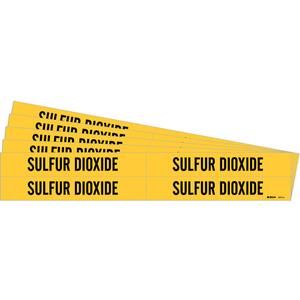"Sulfur Dioxide" Pipe Markers - Vinyl, Black on Yellow, 3/4" - 2-3/8", 1-1/8", 7", 3/4", English, Self-Adhesive, 4