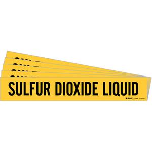 "Sulfur Dioxide" Pipe Marker - Vinyl, Black on Yellow, 8" - 20", 4", 24", 3-1/2", English, Self-Adhesive