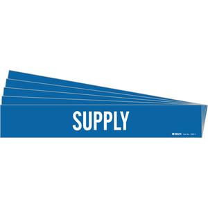"Supply" Pipe Marker - Vinyl, White on Blue, 2-1/2" - 7-7/8", 2-1/4", 14", 2", English, Self-Adhesive
