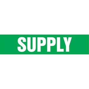 "Supply" Pipe Markers - Vinyl, White on Green, 8" - 10", 4", 24", 2-1/2", English, Self-Adhesive, SSH