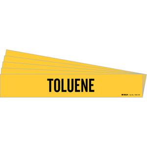 "Toluene" Pipe Marker - Vinyl, Black on Yellow, 8" - 20", 4", 24", 3-1/2", English, Self-Adhesive