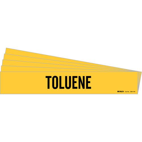 "Toluene" Pipe Marker - Vinyl, Black on Yellow, 8" - 20", 4", 24", 3-1/2", English, Self-Adhesive