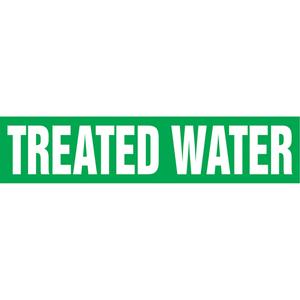 "Treated Water" Pipe Markers - Vinyl, White on Green, 2-1/2" - 6", 2-1/2", 12", 1-1/4", English, Self-Adhesive, SSD
