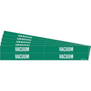 "Vacuum" Pipe Markers - Vinyl, White on Green, 3/4" - 2-3/8", 1-1/8", 7", 3/4", English, Self-Adhesive, 4