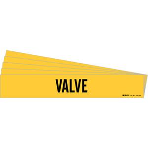 "Valve" Pipe Marker - Vinyl, Black on Yellow, 8" - 20", 4", 24", 3-1/2", English, Self-Adhesive