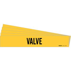 "Valve" Pipe Marker - Vinyl, Black on Yellow, 2-1/2" - 7-7/8", 2-1/4", 14", 2", English, Self-Adhesive