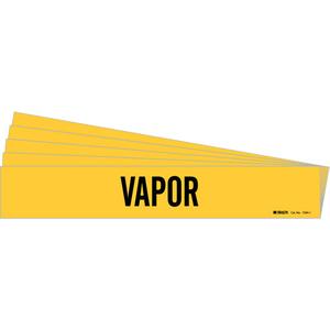 "Vapor" Pipe Marker - Vinyl, Black on Yellow, 2-1/2" - 7-7/8", 2-1/4", 14", 2", English, Self-Adhesive