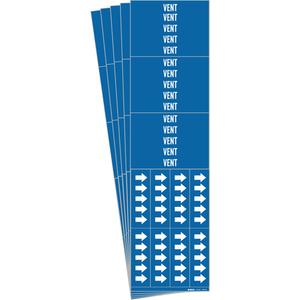 "Vent" Pipe Markers - Vinyl, White on Blue, 0" - 3/4", 2-1/4", 2-3/4", 1/2", English, Self-Adhesive, 3