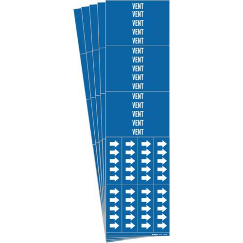 "Vent" Pipe Markers - Vinyl, White on Blue, 0" - 3/4", 2-1/4", 2-3/4", 1/2", English, Self-Adhesive, 3