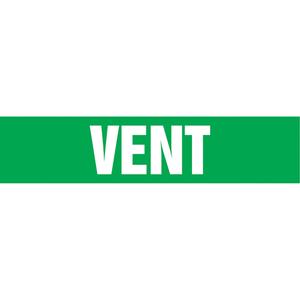 "Vent" Pipe Markers - Vinyl, White on Green, 2-1/2" - 6", 2-1/2", 12", 1-1/4", English, Self-Adhesive, SSD