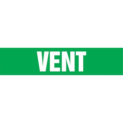 "Vent" Pipe Markers - Vinyl, White on Green, 8" - 10", 4", 24", 2-1/2", English, Self-Adhesive, SSH
