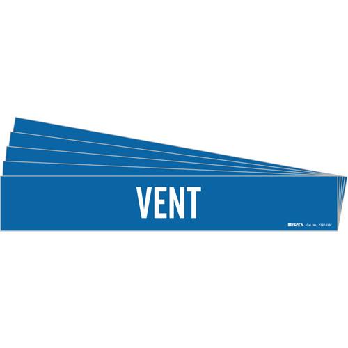"Vent" Pipe Marker - Vinyl, White on Blue, 8" - 20", 4", 24", 3-1/2", English, Self-Adhesive