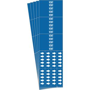 "Vent" Pipe Markers - Vinyl, White on Blue, 0" - 3/4", 2-1/4", 2-3/4", 1/2", English, Self-Adhesive, 3