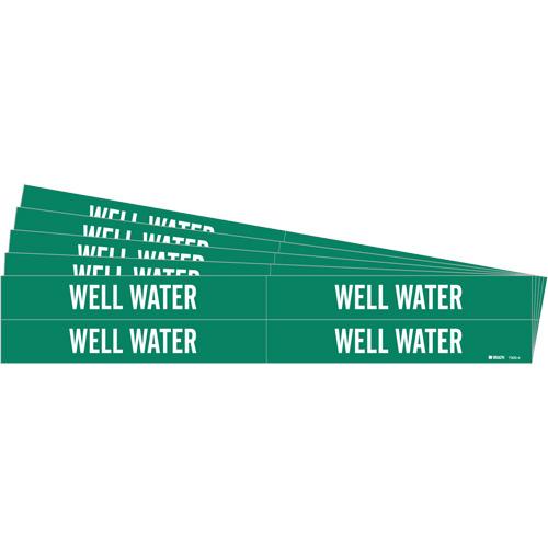 "Well Water" Pipe Markers - Vinyl, White on Green, 3/4" - 2-3/8", 1-1/8", 7", 3/4", English, Self-Adhesive, 4