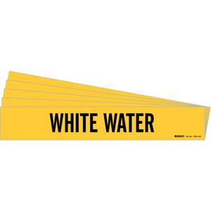 "White Water" Pipe Marker - Vinyl, Black on Yellow, 8" - 20", 4", 24", 3-1/2", English, Self-Adhesive