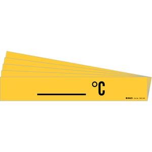 "°C" Pipe Markers - Vinyl, Black on Yellow, 8" - 20", 4", 24", 3-1/2", English, Self-Adhesive, 3