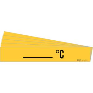 "Blank °C" Pipe Marker - Vinyl, Black on Yellow, 2-1/2" - 7-7/8", 2-1/4", 14", 2", English, Self-Adhesive