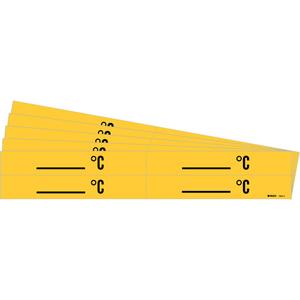 "°C" Pipe Markers - Vinyl, Black on Yellow, 3/4" - 2-3/8", 1-1/8", 7", 3/4", Bilingual, Self-Adhesive, 4