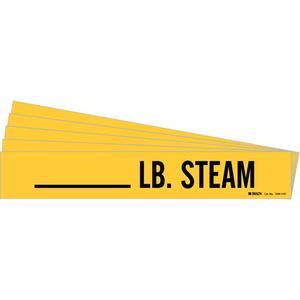 "Blank LB. Steam" Pipe Marker - Vinyl, Black on Yellow, 8" - 20", 4", 24", 3-1/2", English, Self-Adhesive