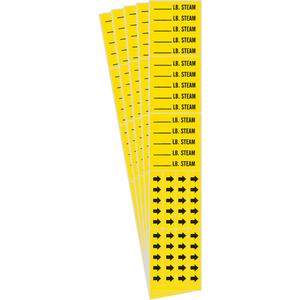 "Blank Lb. Steam" Pipe Marker - Vinyl, Black on Yellow, 0" - 3/4", 2-1/4", 2-3/4", 1/2", English, Self-Adhesive, 3