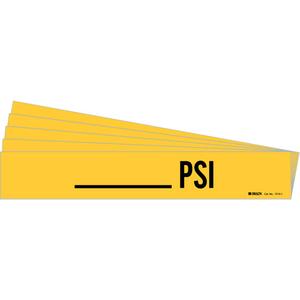 "PSI" Pipe Marker - Vinyl, Black on Yellow, 2-1/2" - 7-7/8", 2-1/4", 14", 2", English, Self-Adhesive