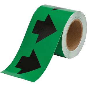 Directional Arrow Pipe Marker Tape - Black on Green, 90', 4"
