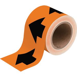 Directional Arrow Pipe Marker Tape - Black on Orange, 90', 4"