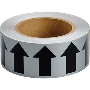 Directional Arrow Pipe Marker Tape - Black on Grey, 90', 2"