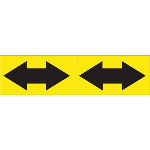 Dual Direction Arrow Pipe Markers - Vinyl, Black on Yellow, 6"+, 4", 12", Direction Only, Self-Adhesive, 2