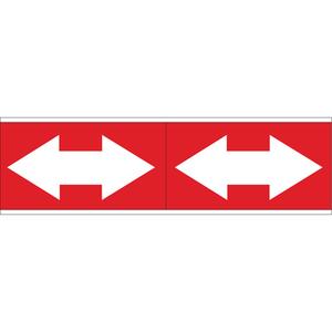 Dual Direction Arrow Pipe Markers - Vinyl, White on Red, 6"+, 4", 12", Direction Only, Self-Adhesive, 2