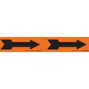 Arrow Pipe Markers - Vinyl, Black on Orange, 3" - 6", 2-1/4", 7", Direction Only, Self-Adhesive, 2