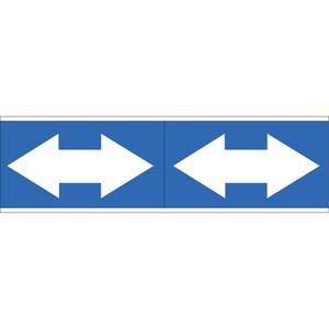 Dual Direction Arrow Pipe Markers - Vinyl, White on Blue, 3" - 6", 2-1/4", 7", Direction Only, Self-Adhesive, 2