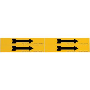Arrow Pipe Marker - Vinyl, Black on Yellow, 1" - 2-1/2", 1-1/8", 7", 1-1/8", Direction Only, Self-Adhesive, 4