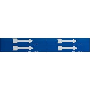 Arrow Pipe Markers - Vinyl, White on Blue, 1" - 2-1/2", 1-1/8", 7", Direction Only, Self-Adhesive, 4