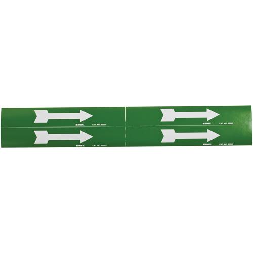 Arrow Pipe Markers - Vinyl, White on Green, 1" - 2-1/2", 1-1/8", 7", Direction Only, Self-Adhesive, 4